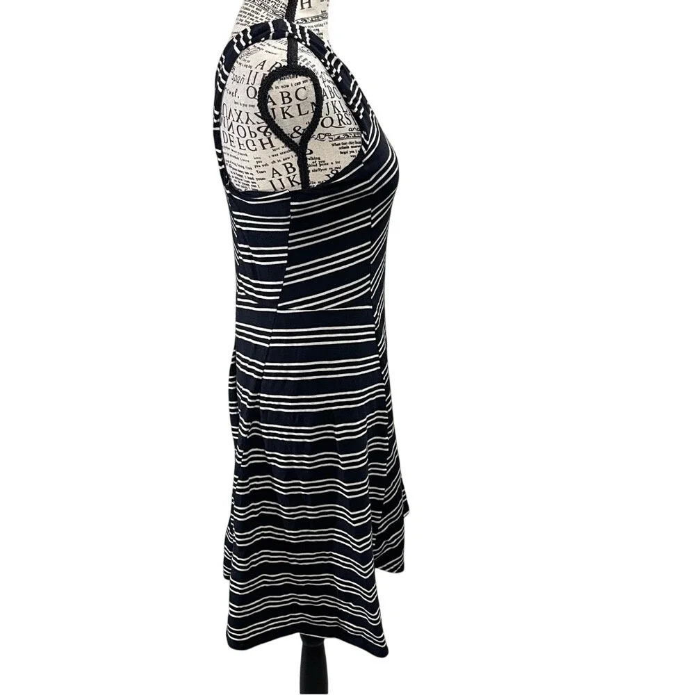Maeve‎ One-Shoulder Navy and White Striped Dress